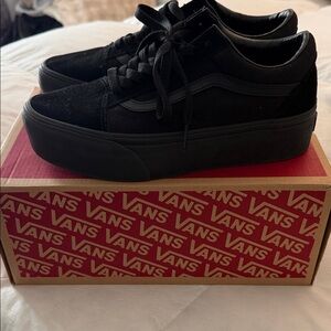 Vans Black Platform Old Skool Women's Athletic Shoes